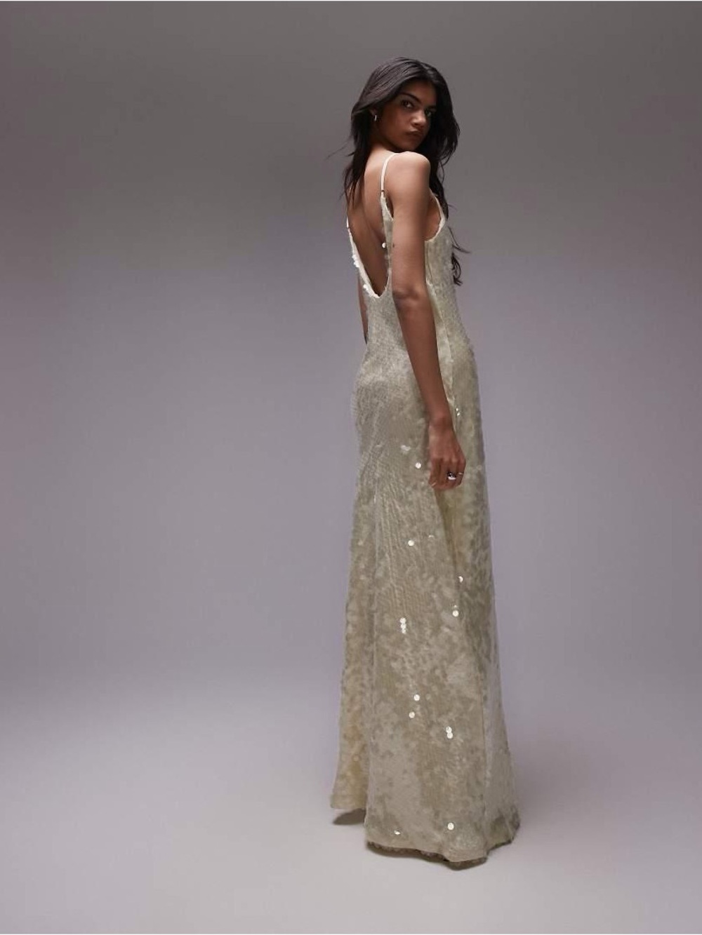 Topshop Ivory Sequin Maxi Dress